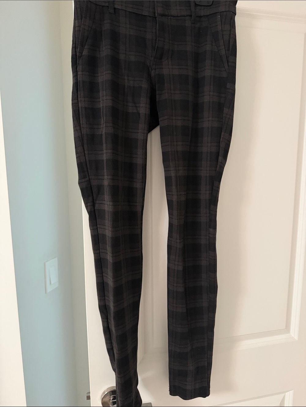 Men's Black Plaid Slim Dress Pants